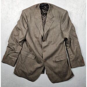 Brooks Brothers 346 Sport Coat Mens 44L Brown Plaid Wool 3 Button Stretch Jacket